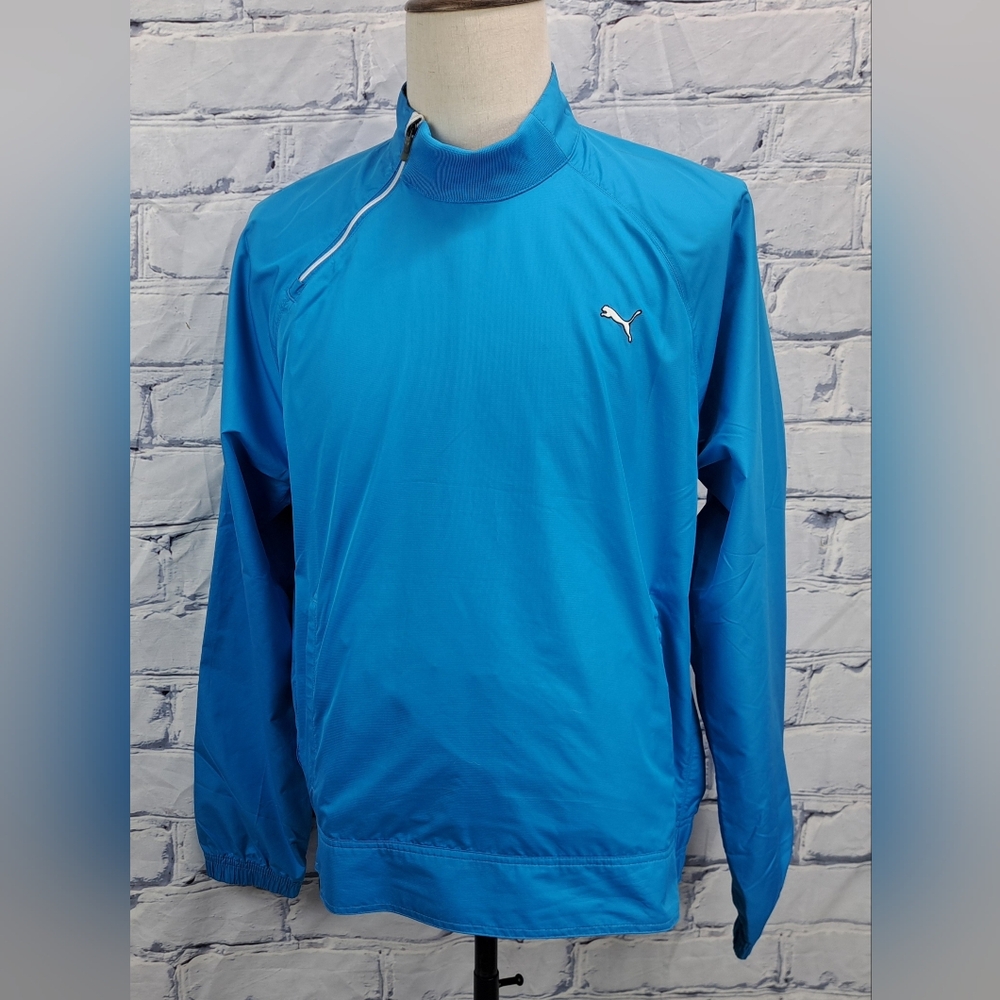 NWT Puma Dry Cell Men's Golf Wind Jacket Blue Asymmetrical Zip Medium